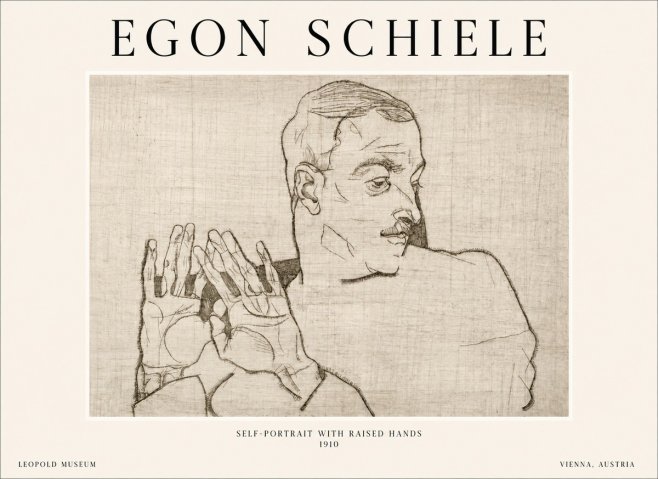 Schiele Self-portrait with Raised Hands No1 - Affiche