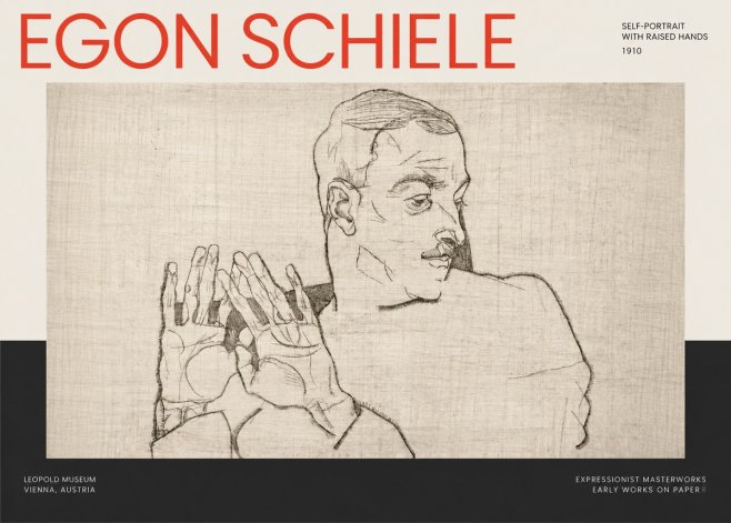 Schiele Self-portrait with Raised Hands No2 - Affiche