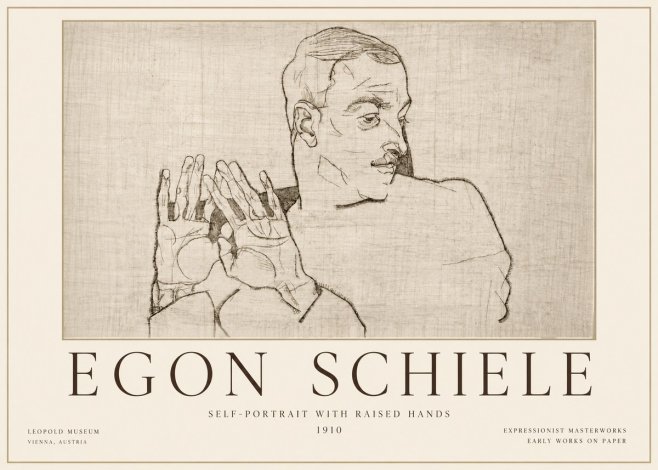 Schiele Self-portrait with Raised Hands No4 - Affiche