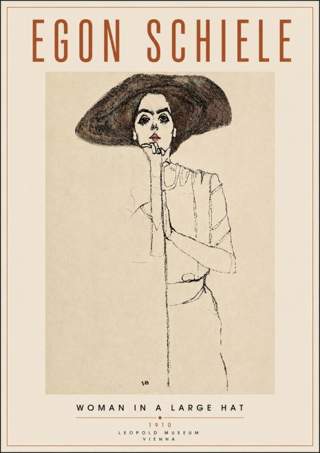 Schiele Woman in a Large Hat No4 - Affiche