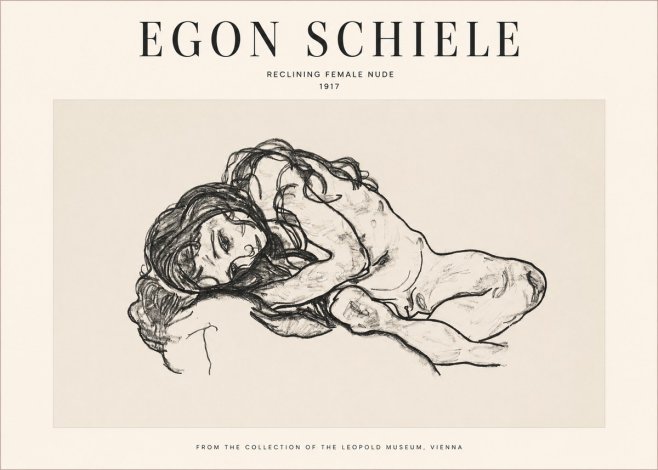 Schiele Reclining Female Nude No1 - Affiche