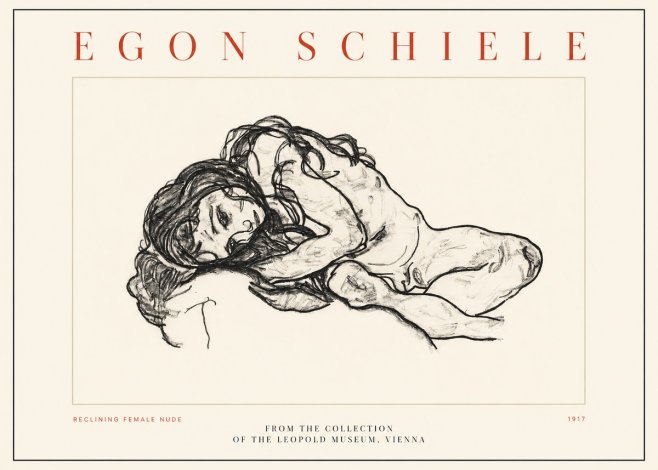 Schiele Reclining Female Nude No2 - Affiche