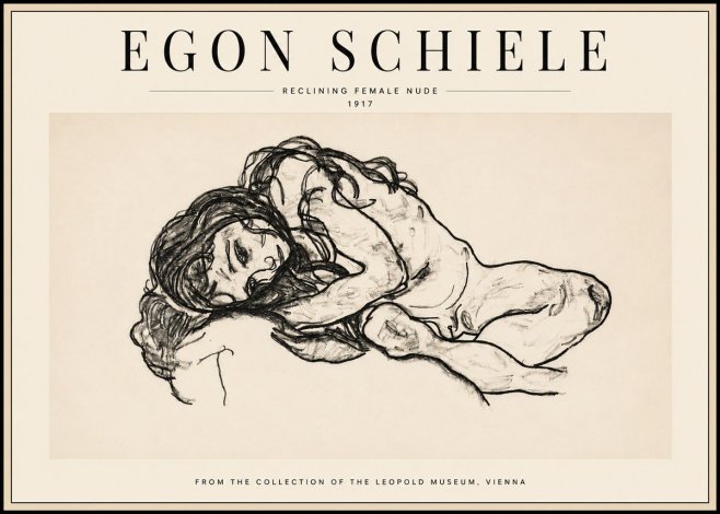 Schiele Reclining Female Nude No3 - Affiche