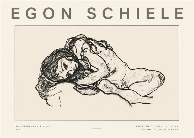 Schiele Reclining Female Nude No4 - Affiche