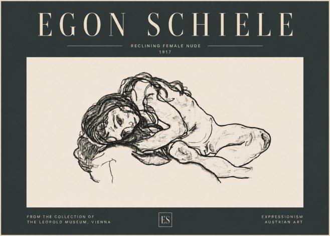 Schiele Reclining Female Nude No6 - Affiche
