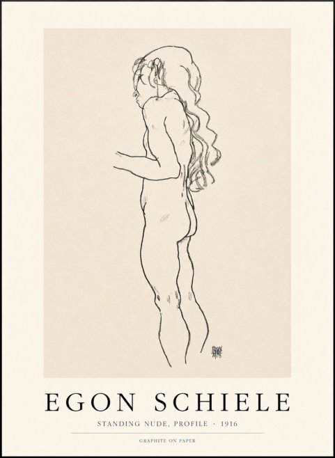 Schiele Standing Nude, Profile No1 - Affiche