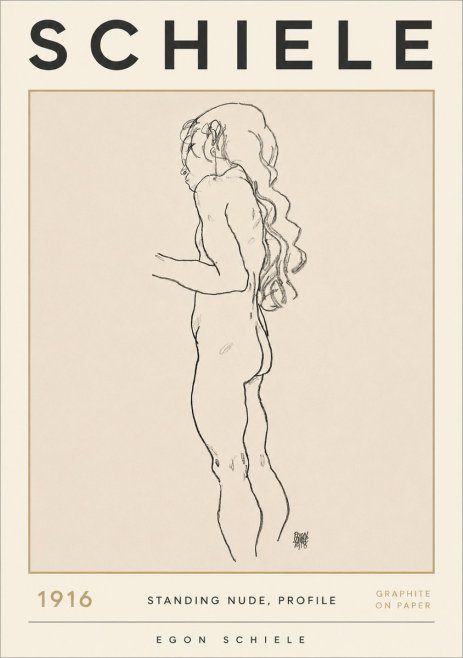 Schiele Standing Nude, Profile No2 - Affiche