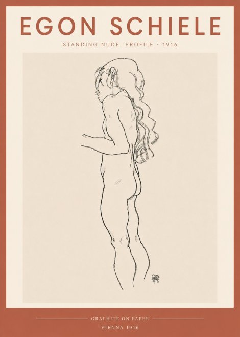 Schiele Standing Nude, Profile No3 - Affiche