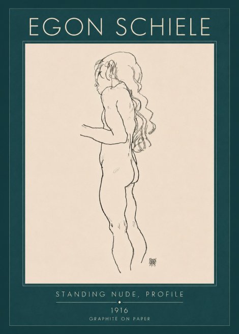 Schiele Standing Nude, Profile No4 - Affiche