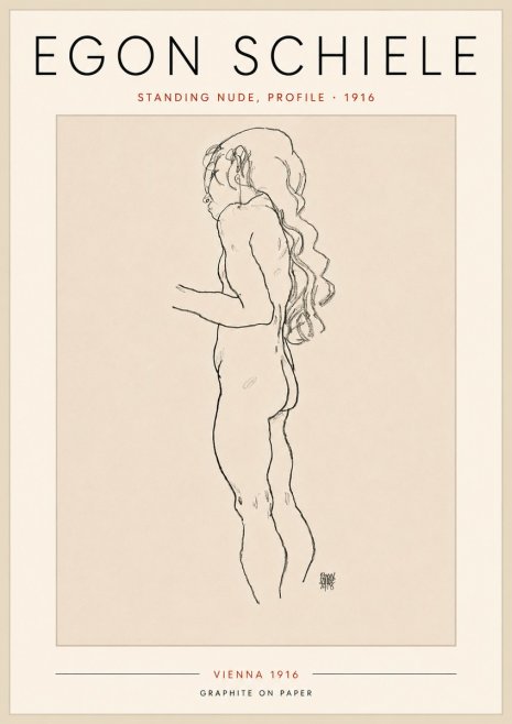 Schiele Standing Nude, Profile No5 - Affiche