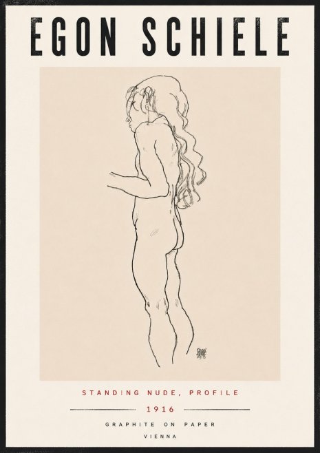 Schiele Standing Nude, Profile No6 - Affiche