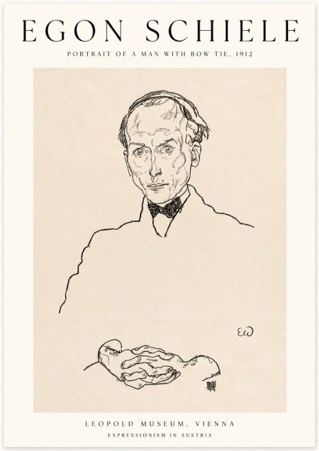 Schiele Portrait of a Man with Bow Tie, 1912 No1 - Affiche