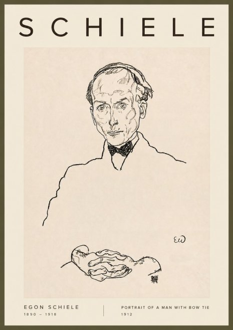 Schiele Portrait of a Man with Bow Tie, 1912 No2 - Affiche