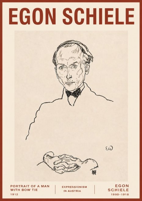 Schiele Portrait of a Man with Bow Tie, 1912 No3 - Affiche