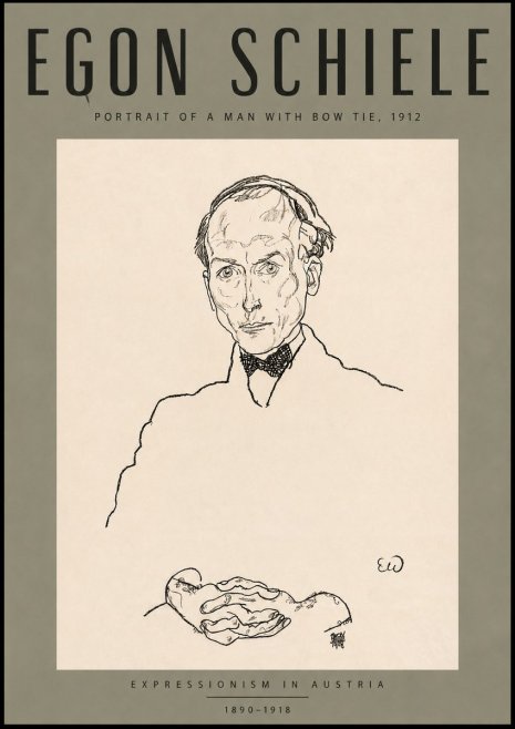 Schiele Portrait of a Man with Bow Tie, 1912 No4 - Affiche