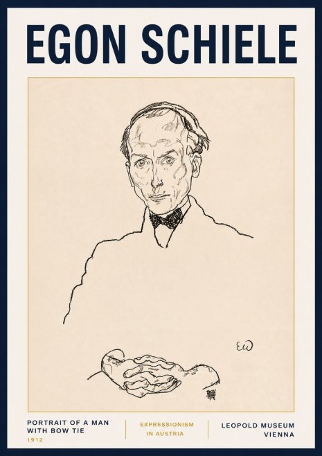 Schiele Portrait of a Man with Bow Tie, 1912 No5 - Affiche