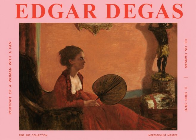 Edgar Degas Portrait of a Woman with a Fan No3 - Affiche
