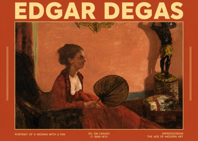 Edgar Degas Portrait of a Woman with a Fan No4 - Affiche