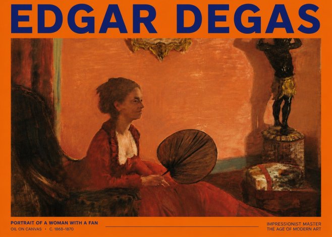 Edgar Degas Portrait of a Woman with a Fan No5 - Affiche