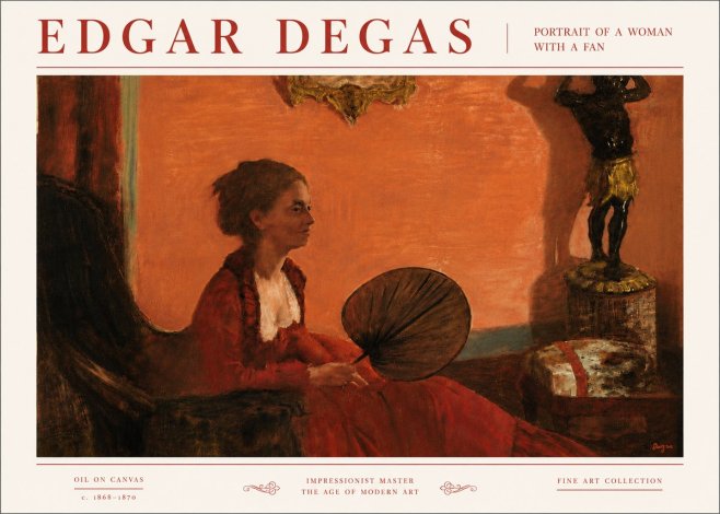 Edgar Degas Portrait of a Woman with a Fan No6 - Affiche