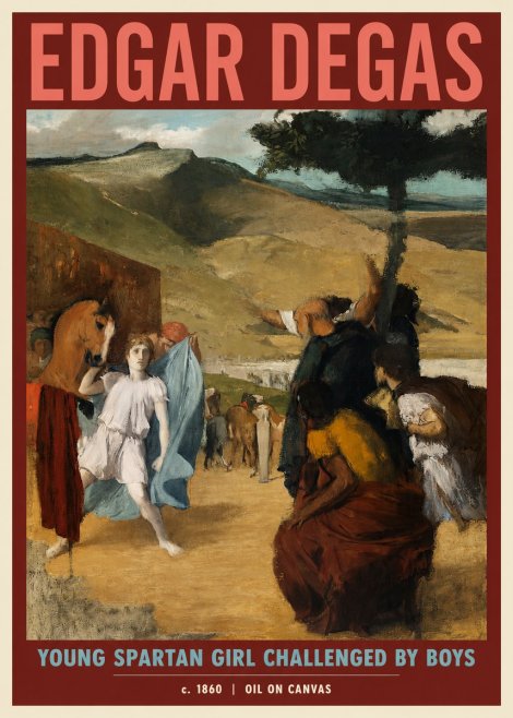 Edgar Degas Young Spartan Girl Challenged by Boys No2 - Affiche