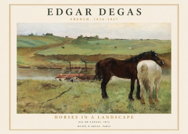 Edgar Degas Horses in a Landscape No1 - Affiche