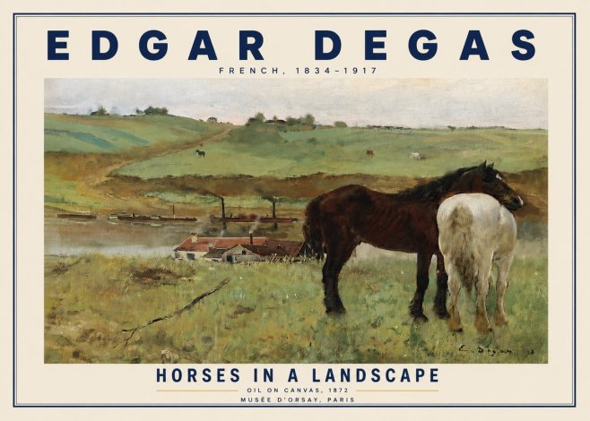 Edgar Degas Horses in a Landscape No4 - Affiche