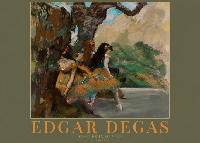 Edgar Degas Dancers in Orange No2 - Affiche