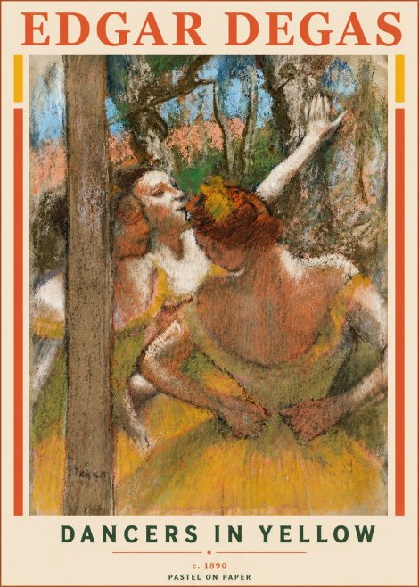 Edgar Degas Dancers in Yellow No6 - Affiche