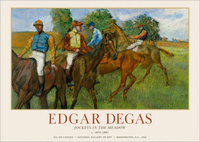 Edgar Degas Jockeys in the Meadow No1 - Affiche