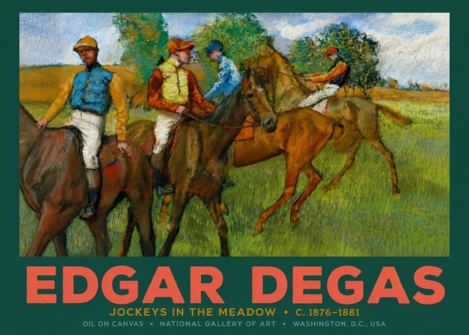 Edgar Degas Jockeys in the Meadow No2 - Affiche