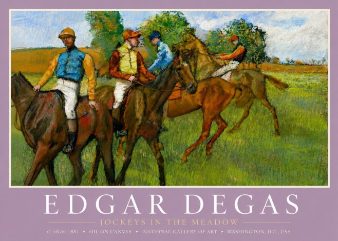 Edgar Degas Jockeys in the Meadow No3 - Affiche