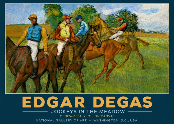 Edgar Degas Jockeys in the Meadow No5 - Affiche