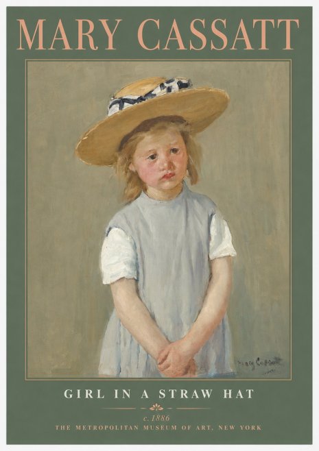 Mary Cassatt Girl in a Straw Hat No2 - Affiche