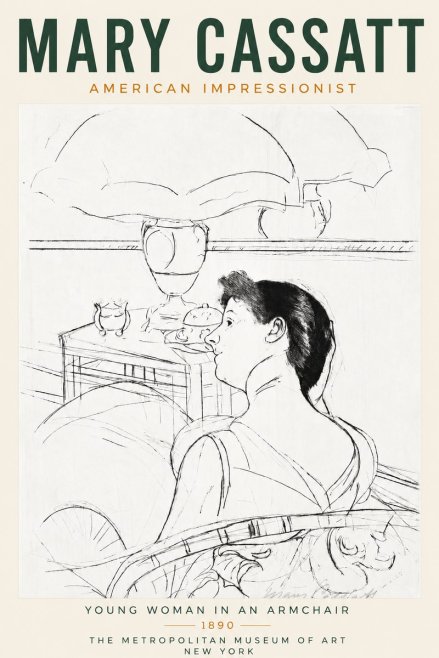 Mary Cassatt Young Woman in an Armchair No3 - Affiche