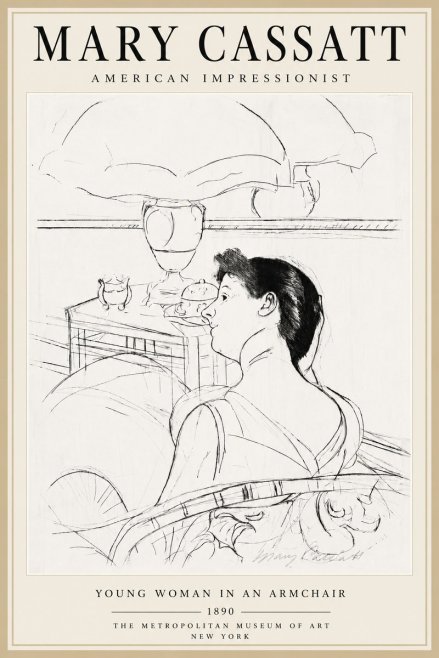 Mary Cassatt Young Woman in an Armchair No5 - Affiche