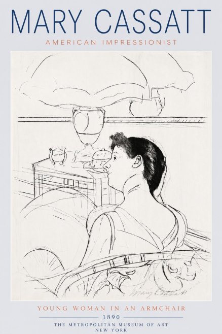 Mary Cassatt Young Woman in an Armchair No6 - Affiche