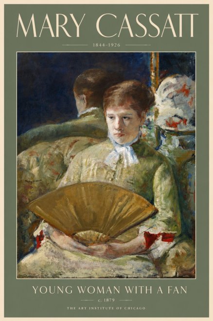 Mary Cassatt Young Woman with a Fan I No5 - Affiche