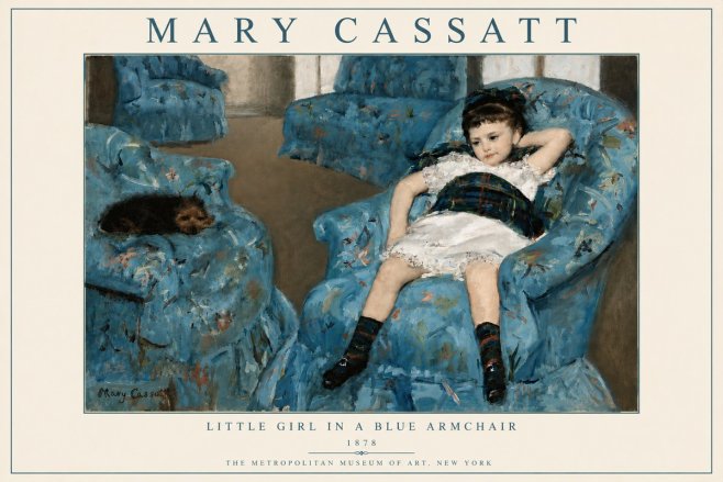 Mary Cassatt Little Girl in a Blue Armchair No6 - Affiche