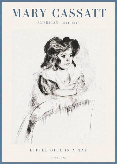 Mary Cassatt Little Girl in a Hat No3 - Affiche