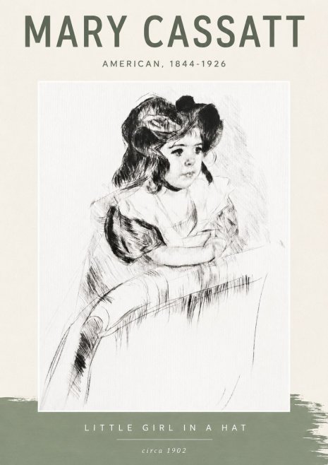 Mary Cassatt Little Girl in a Hat No6 - Affiche