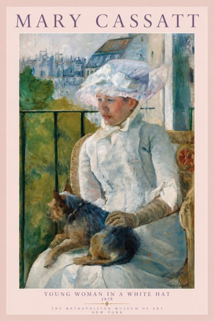 Mary Cassatt Young Woman in a White Hat No3 - Affiche