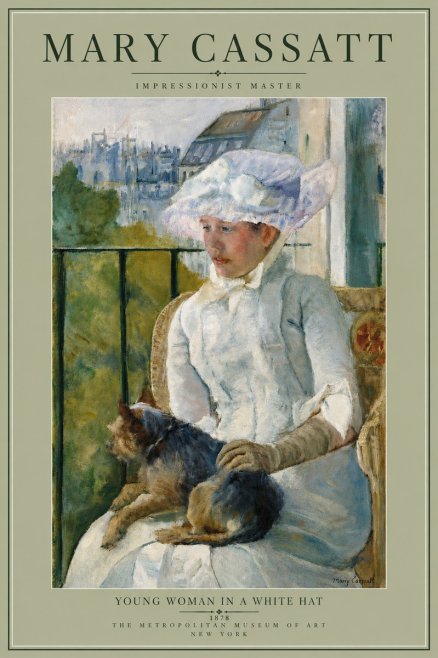 Mary Cassatt Young Woman in a White Hat No6 - Affiche