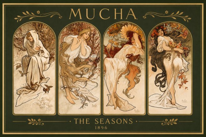 Mucha The Seasons No4 - Affiche