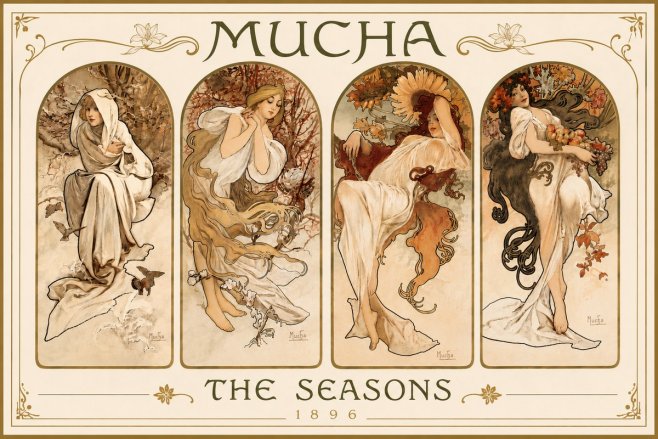 Mucha The Seasons No6 - Affiche