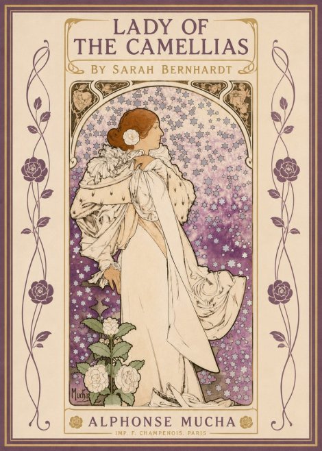 Mucha Lady of the Camellias No2 - Affiche