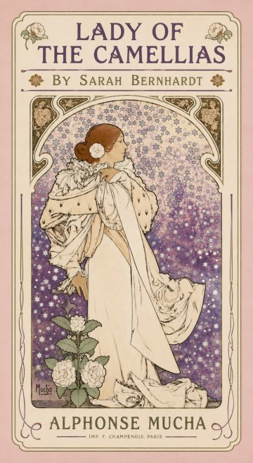 Mucha Lady of the Camellias No4 - Affiche