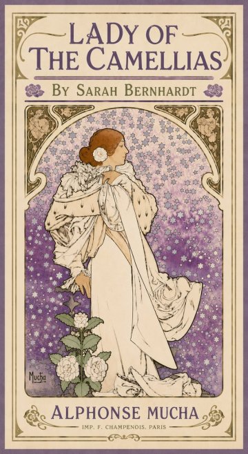 Mucha Lady of the Camellias No6 - Affiche