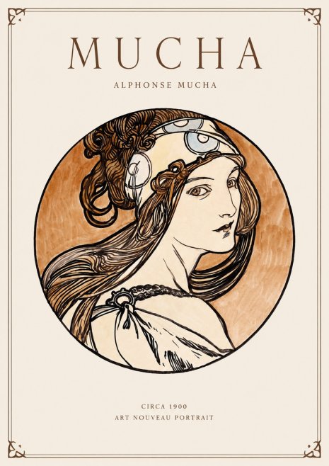 Mucha Art Nouveau Portrait I No1 - Affiche