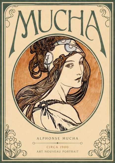 Mucha Art Nouveau Portrait I No4 - Affiche